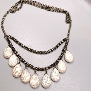 Lia Sophia long brass and stone necklace